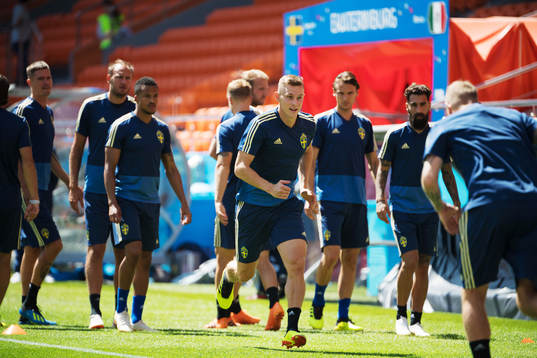 Emil Krafth of the Swedish national football team at a