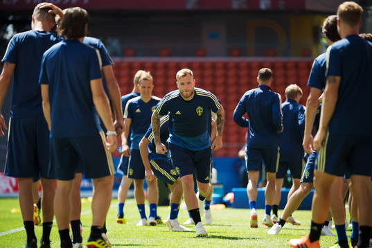 John Guidetti of the Swedish national football team at a