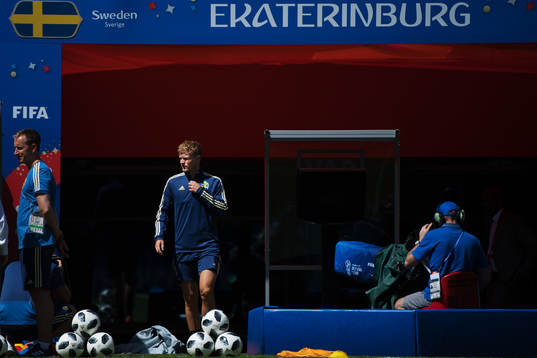 Oscar Hiljemark of the Swedish national football team at a