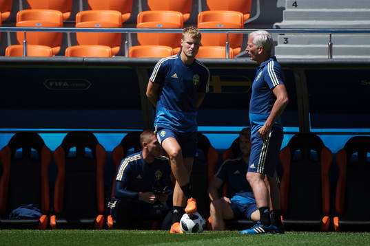 Oscar Hiljemark of the Swedish national football team talk