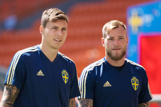 Victor Nilsson Lindelöf and John Guidetti of the Swedish