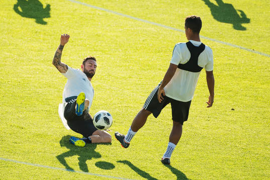 Miguel Layun of the Mexican national football team slides