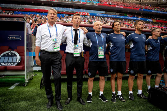 head coach Åge Hareide and the staff of Denmark