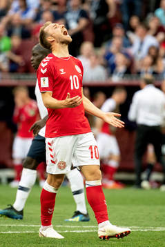 Christian Eriksen of Denmark looks dejected