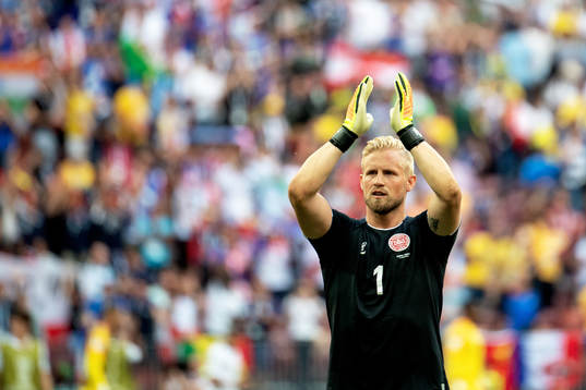 goalkeeper Kasper Schmeichel of Denmark celebrates