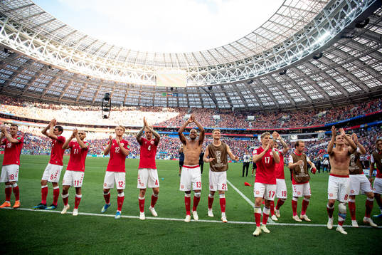 Players of Denmark celebrates