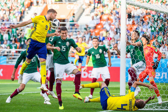Marcus Berg and Andreas Granqvist against Hector Moreno  of