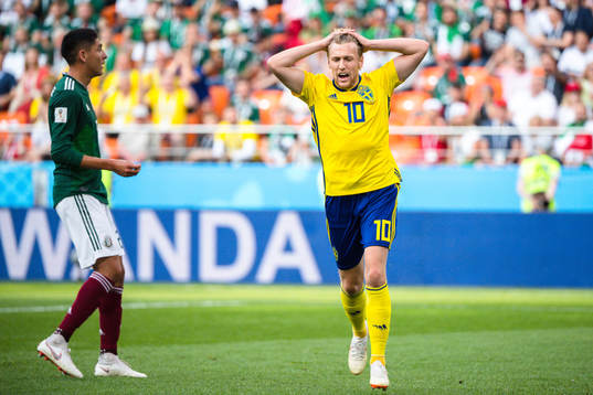 Emil Forsberg of Sweden looks dejected