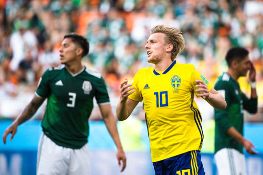 Emil Forsberg of Sweden looks dejected