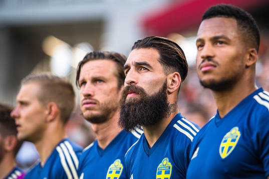 Gustav Svensson, Jimmy Durmaz and Martin Olsson of Sweden