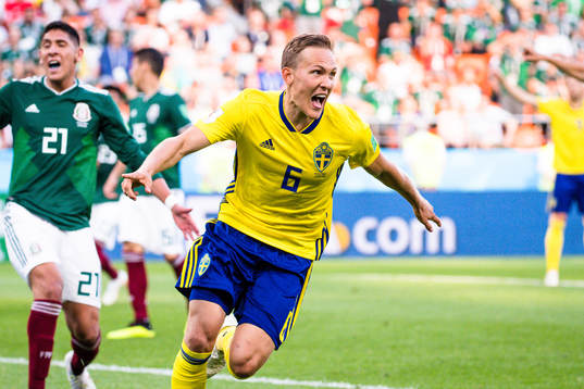 Ludwig Augustinsson of Sweden celebrates