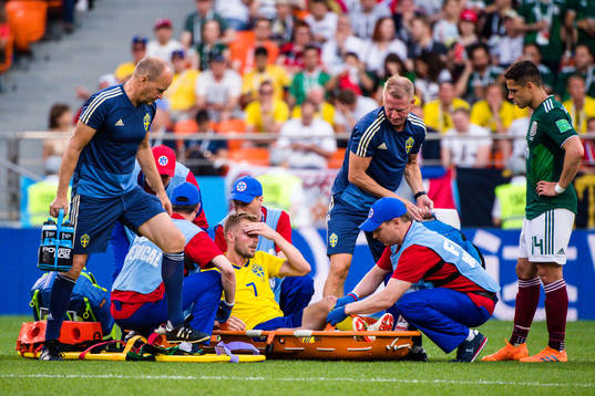 Sebastian Larsson of Sweden with a injury