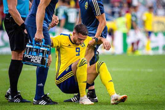 Marcus Berg of Sweden in pain