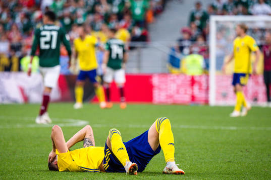 Marcus Berg of Sweden in pain