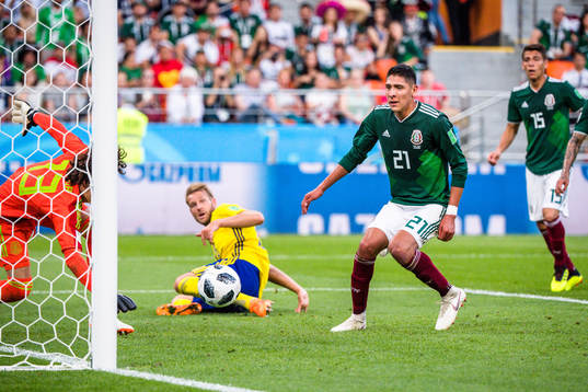 Edson Alvarez of Mexico  with the own goal 0-3