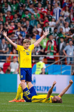 Emil Forsberg and Ola Toivonen of Sweden celebrates