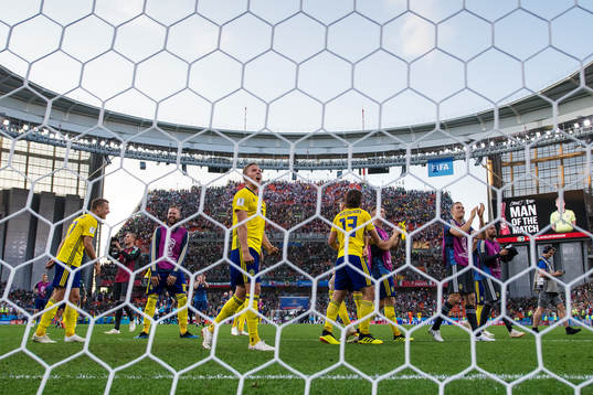 Ludwig Augustinsson of Sweden celebrates together with