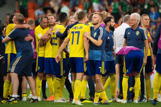 Viktor Claesson and Sebastian Larsson of Sweden celebrates