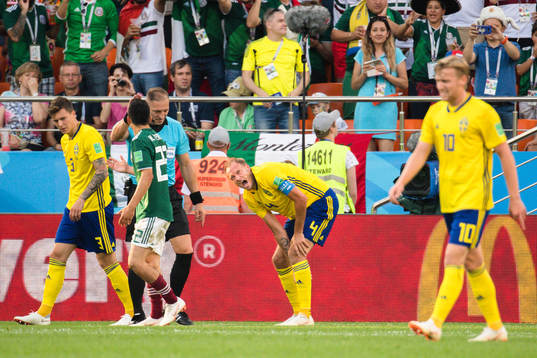 Andreas Granqvist of Sweden reacts