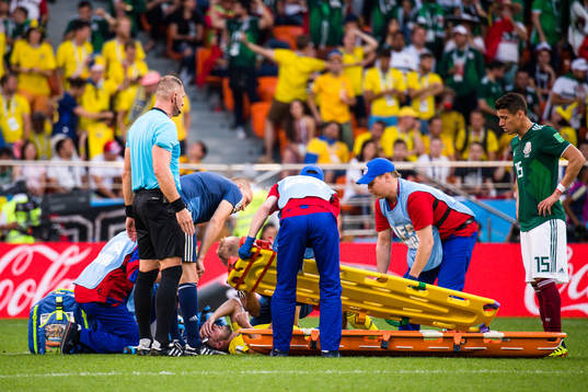 Sebastian Larsson of Sweden with a injury