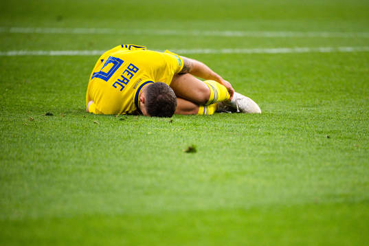 Marcus Berg of Sweden in pain