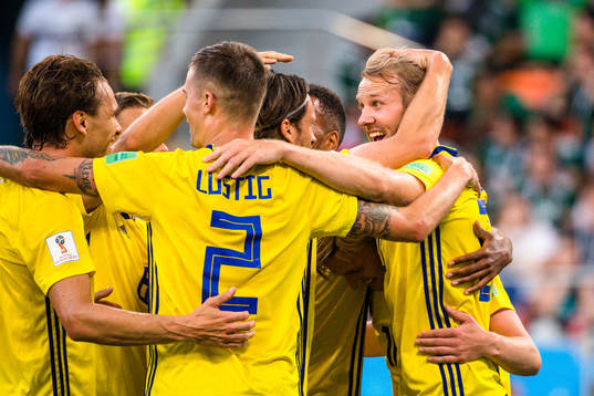 Ola Toivonen of Sweden celebrates the 0-3 goal
