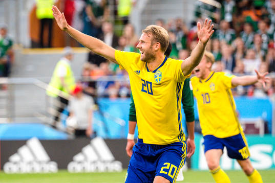 Ola Toivonen of Sweden celebrates the 0-3 goal