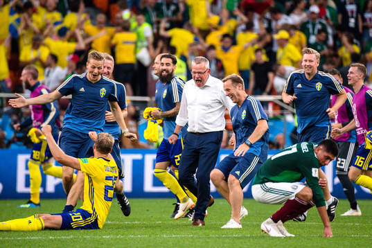 head coach Janne Andersson of Sweden celebrates with Ola