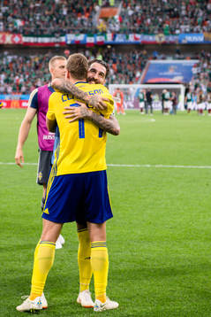 Viktor Claesson and Jimmy Durmaz of Sweden celebrates