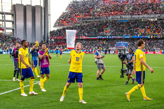 Emil Forsberg of Sweden celebrates