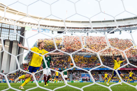 Emil Forsberg of Sweden celebrates