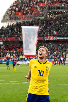 Emil Forsberg of Sweden celebrates