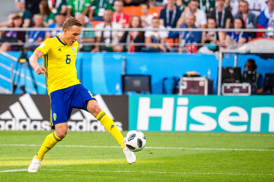 Ludwig Augustinsson of Sweden scores the 0-1 goal