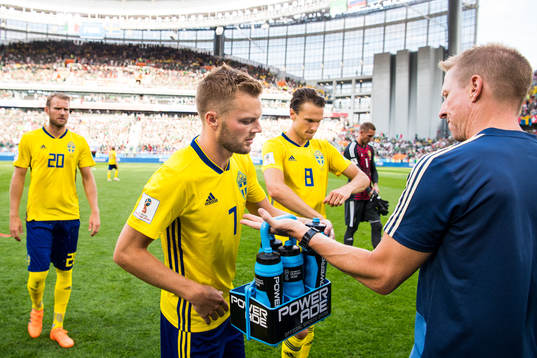 Ola Toivonen, Sebastian Larsson and Albin Ekdal of Sweden