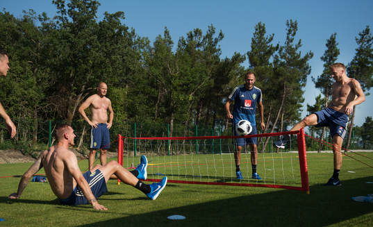 Robin Olsen, Andreas Granqvist and Sebastian Larsson of the