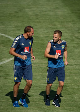Andreas Granqvist and Sebastian Larsson of the Swedish