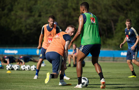 Marcus Rohden, John Guidetti and Isaac Kiese Thelin of the