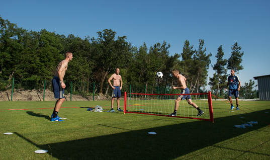 Robin Olsen, Andreas Granqvist and Sebastian Larsson of the