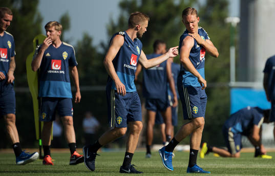 Sebastian Larsson and Ludwig Augustinsson of the Swedish