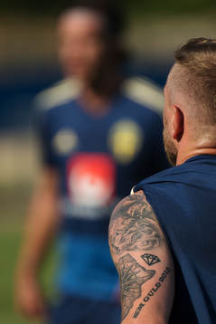 John Guidetti of the Swedish national football team has a