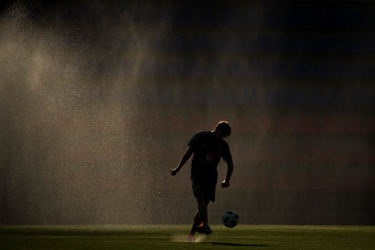 Emil Forsberg of the Swedish national football in front of