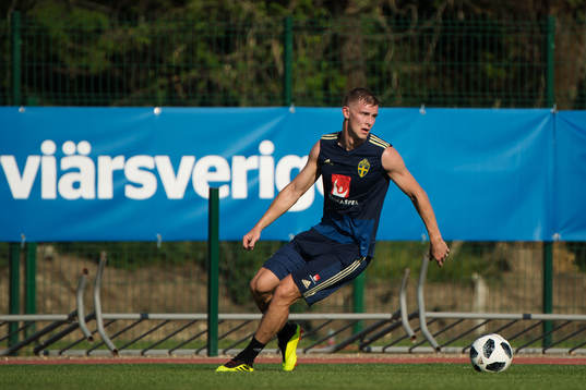 Emil Krafth of the Swedish national football team at a