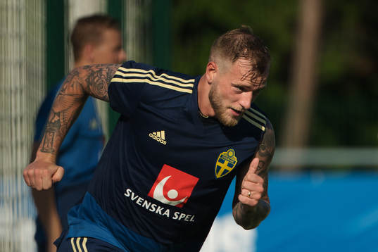 John Guidetti of the Swedish national football team at a