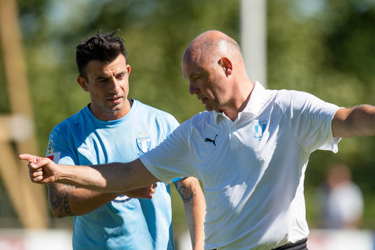 Malmö FFs Head Coach Uwe Rösler and Behrang Safari