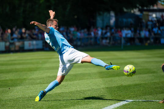 Malmö FFs Eric Larsson in action with