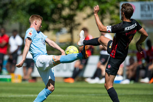 Malmö FFs Anders Christiansen in action with Midtjyllands