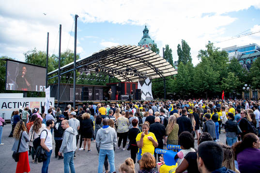 under en manifestation för Jimmy Durmaz