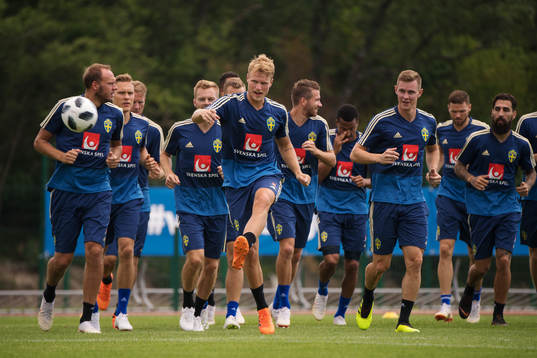 Oscar Hiljemark of the Swedish national football team at a