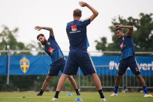Jimmy Durmaz and Martin Olsson of the Swedish national
