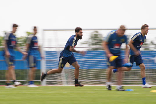 Jimmy Durmaz and Ludwig Augustinsson of the Swedish